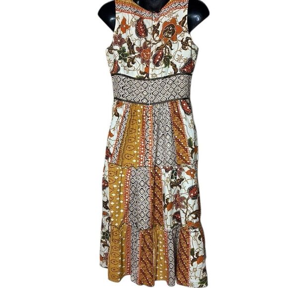 Vintage clues collection tiered patchwork floral bohemian shimmer dress 6 - Picture 6 of 8